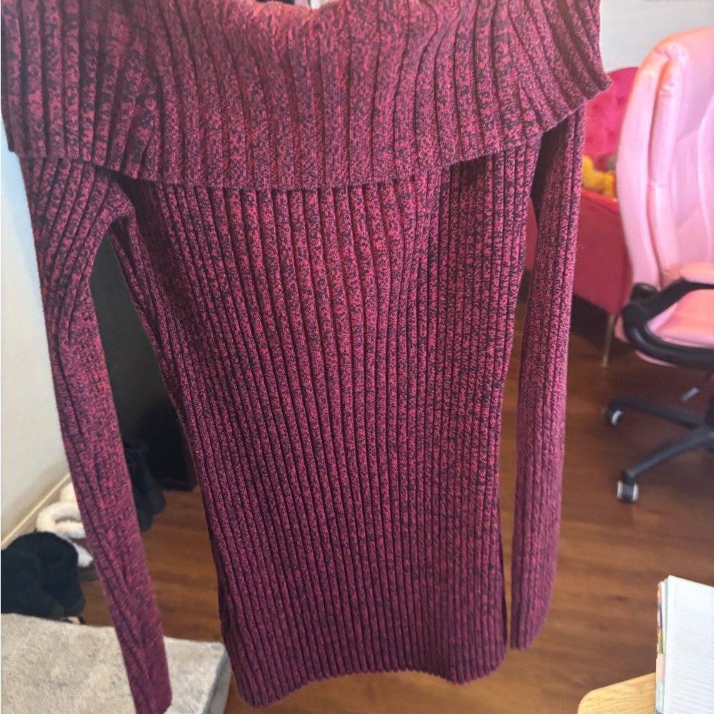 Women's Off-Shoulder Sweater - Burgundy